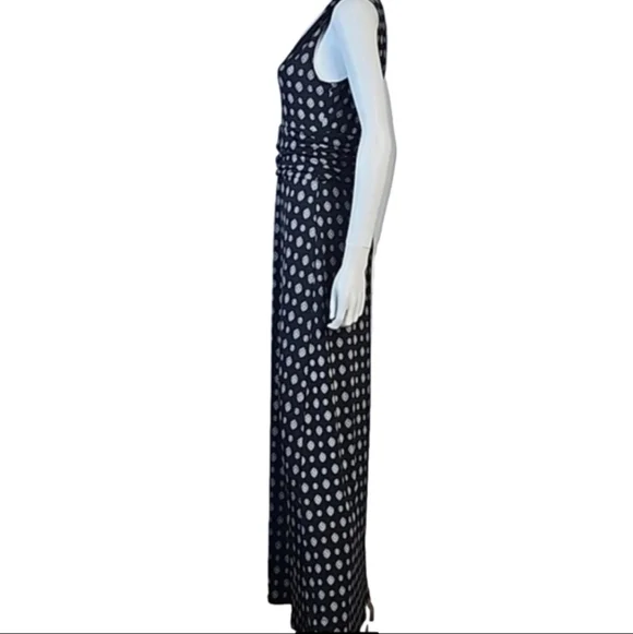 Vince Camuto Stretch Black & White Foulard Print V-Neck Sleeveless Maxi … - Picture 10 of 16